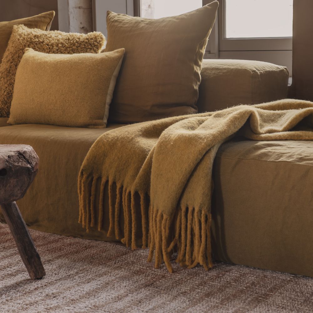 Plaid frangé laine Crumble