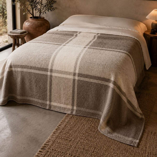 Plaid Bicolore en Laine HYGGE ivoire/lin Haomy